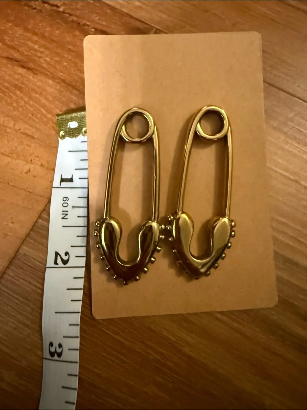 Gold Safety Pin Drop Earrings - Women Jewelry NWOT